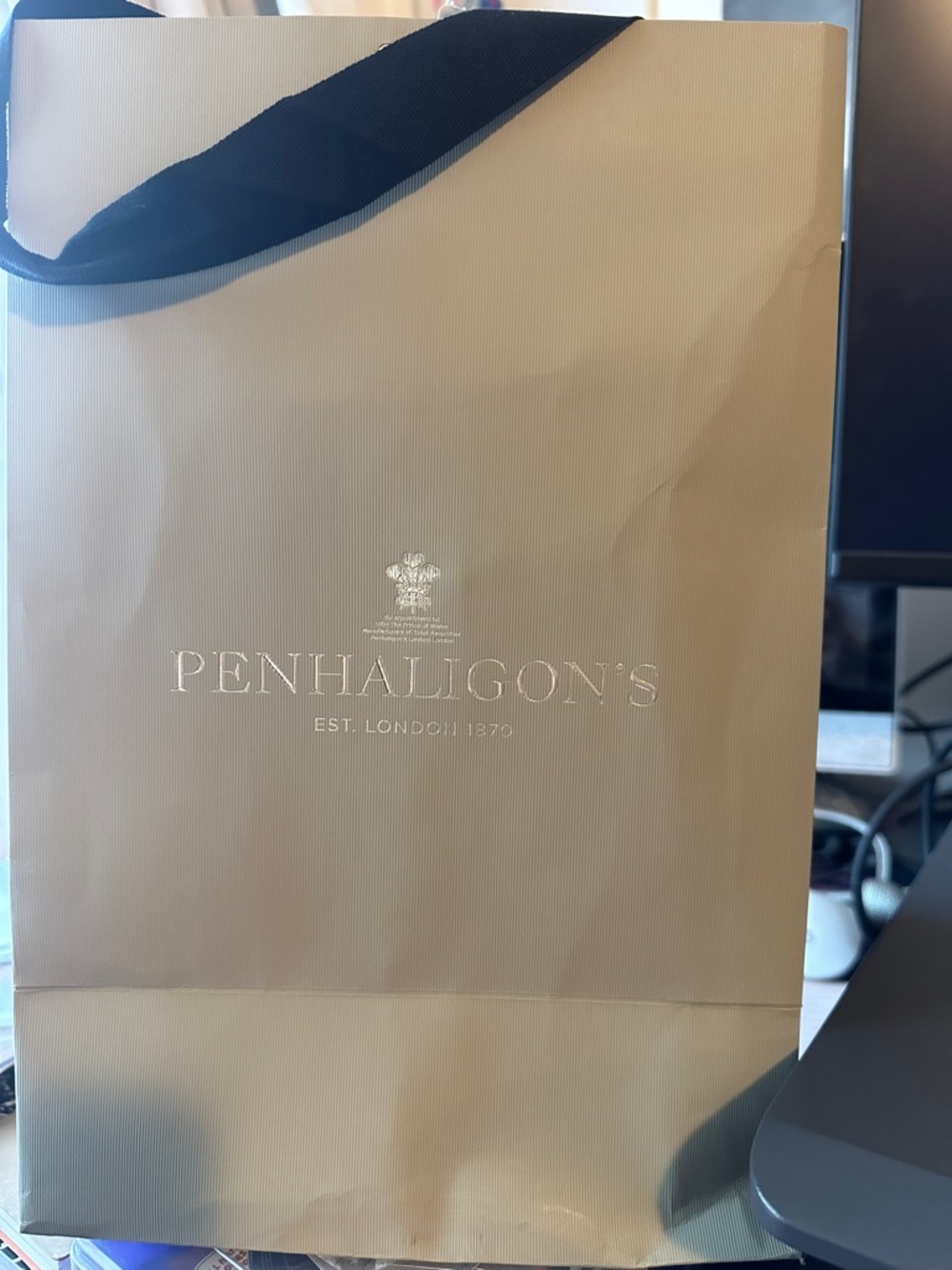 Penhaligon's Gold Gift Bag with Navy Handle